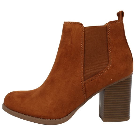 Shoes - Hazel Faux Suede Chelsea Stacked Heel Ankle Bootie